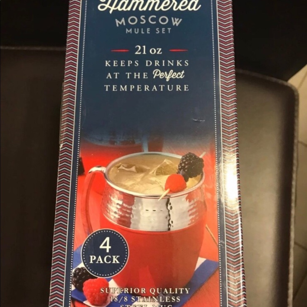 Hammered Moscow Mule 4 Piece set Red - Picture 5 of 6